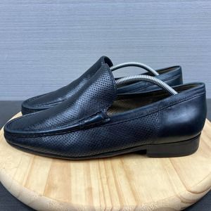 David Eden Leather Loafers Handmade Brazil Perforated Black Mens Size 10.5